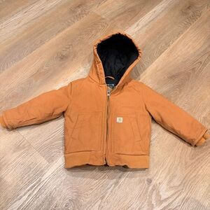 Toddler Kids Carhartt Coat 2T Brown Duck Canvas Insulated Quilted Fleece Lined